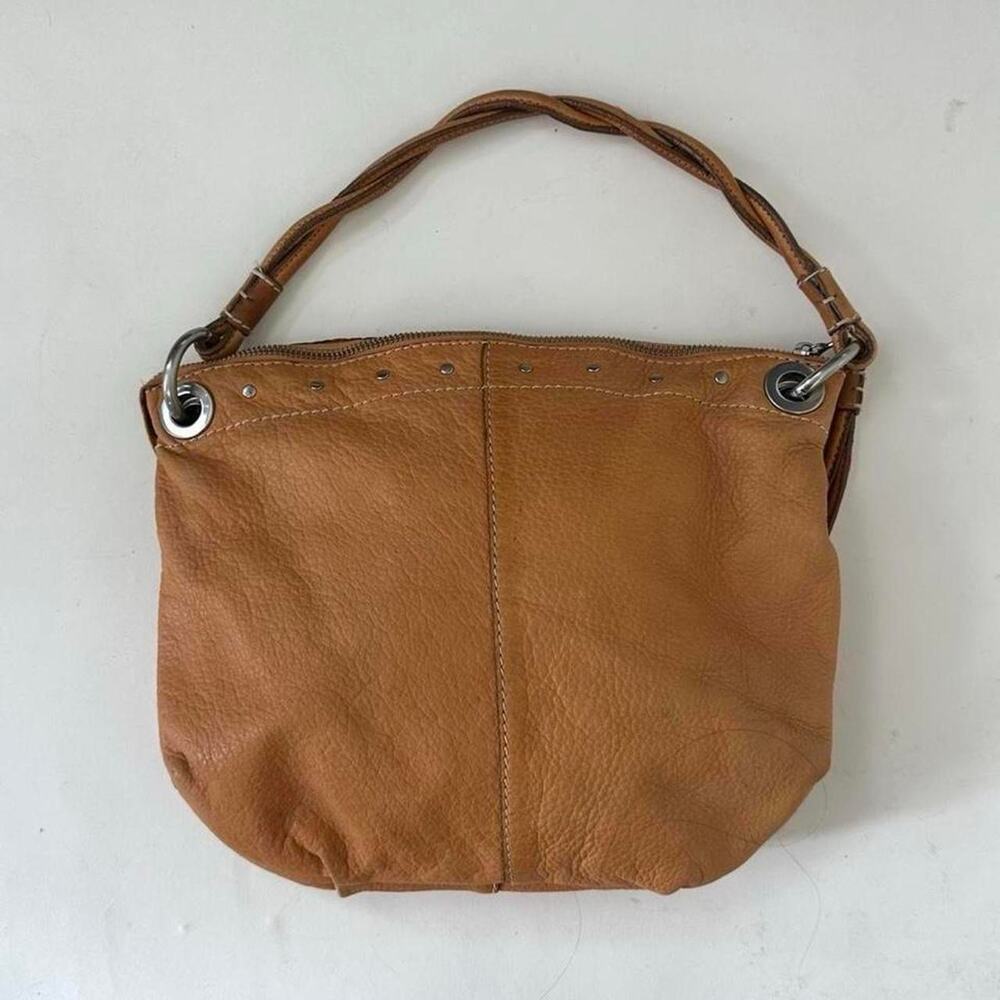 Vintage fossil tan studded leather shoulder bag